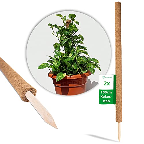 Novatool 2X Pflanzstäbe Kokos 110 cm I Ø 45mm I verlängerbar I natürlicher Kokosfaser I Rankhilfe Monstera deliciosa Moosstab Kokosstäbe von Novatool