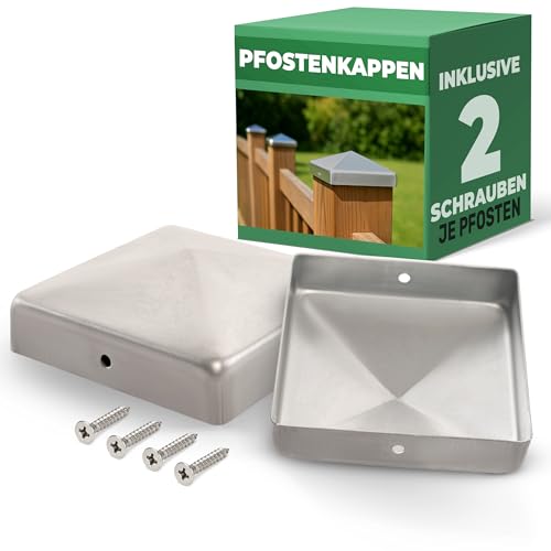 Novatool 2X Pfostenkappen 91x91mm verzinkt mit Schrauben, Pfostenabdeckung Pfostenkappe 9,1cm Holzpfosten Zaunpfosten Pfosten Abdeckung Abdeckkappen Abdeckkappe Zaunkappe Zaunkappen Pfostenschuhe von Novatool