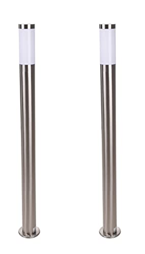 Novatool 2x Gartenlampen I 110 cm I Edelstahl I IP44 I E27 Sockel I Gartenleuchten Stehlampen Säulenlampen außen Außenlampen Aussenleuchten Sockelleuchten Pollerleuchten Pollerleuchte von Novatool