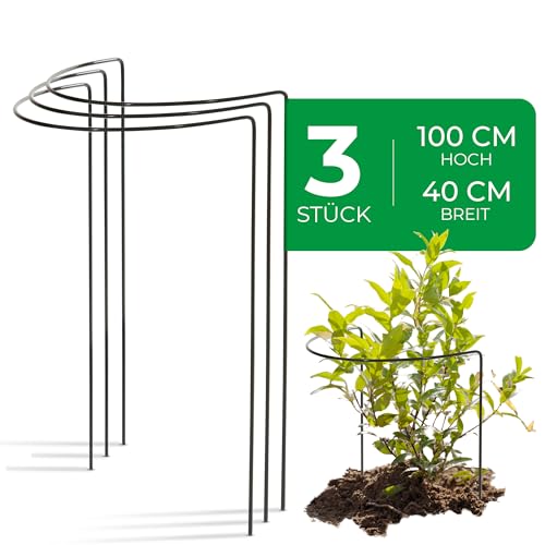 Novatool 3 Strauchstütze 100 cm hoch halbrund 40 cm grün Staudenhalter Blumenhalter Rankengewächs Pflanzenstütze Blumenstütze Staudenstütze Rankhilfe Strauchhalter Rosenstütze von Novatool