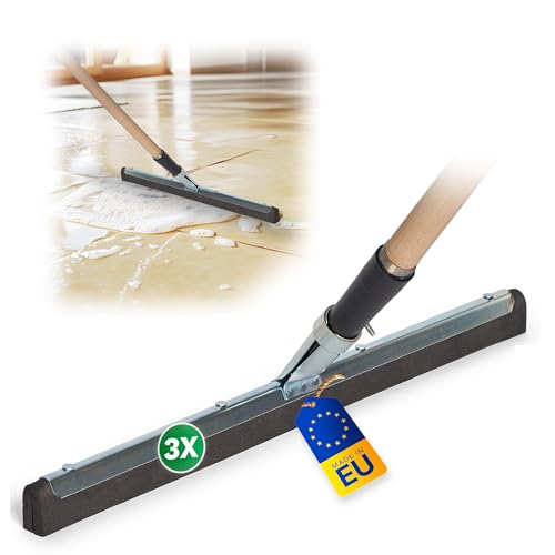 Novatool 3X Badabzieher mit Stiel Dusche Edelstahl I Badabzieher Dusche Edelstahl XXL breit Fliesen I Wasser Abzieher Schieber für Boden Wasserabzieher Terasse Boden mit Stiel Abzieher Fenster Profi von Novatool