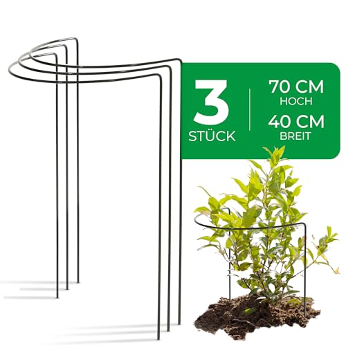 Novatool 3 Strauchstütze Metall halbrund 40 cm Ø70 cm hoch grün Staudenhalter Blumenhalter Rankengewächs Pflanzenstütze Blumenstütze Staudenstütze Rankhilfe Strauchhalter Rosenstütze von Novatool