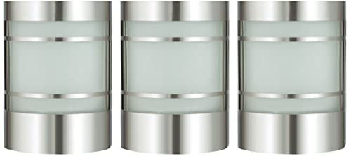Novatool 3x Außenlampe Edelstahl IP44 I E27 Sockel I 10,5x13,7x19 cm I Außenleuchten Wandleuchten außen Wandstrahler Außenbeleuchtung Outside lights Terrassenbeleuchtung Terrassenlampe Außenwandlampe von Novatool