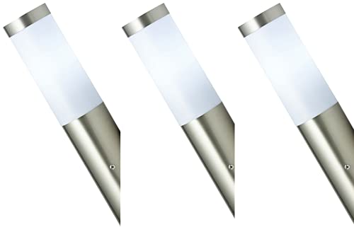 Novatool 3x Außenlampe Edelstahl IP44 I E27 Sockel I Ø7x8H36 cm I Außenleuchten Wandleuchten außen Wandstrahler Außenbeleuchtung Outside lights Terrassenbeleuchtung Terrassenlampe Außenwandlampe von Novatool
