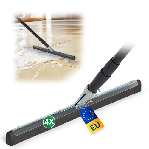 Novatool 4X Duschabzieher Langer Stiel Bodenabzieher Dusche Terasse groß Fensterreiniger mit Teleskopstange Wasserschieber Edelstahl Boden Pool Badabzieher XXL breit Fliesen Wasserschieber Terasse von Novatool