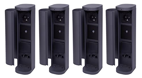 Novatool 4X Gartensteckdose Funk 2-Fach Anthrazit SMART WiFi APP IP44 Steckdose rund Aussen Gartensteckdose Outdoor Steckdosesäule Garten Steckdosenturm von Novatool