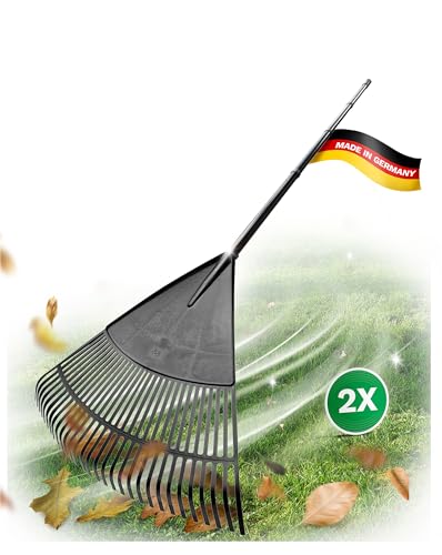 Novatool 4X Laubbesen mit 4tlg Steck- & Schraubstiel, Laubfeger mit 30 Kunststoff-Zinken, Rechen Arbeitsbreite 75cm, Laubrechen XXL, Gartenbesen, Rasenrechen, Harke, Landschaftsbesen XXL von Novatool