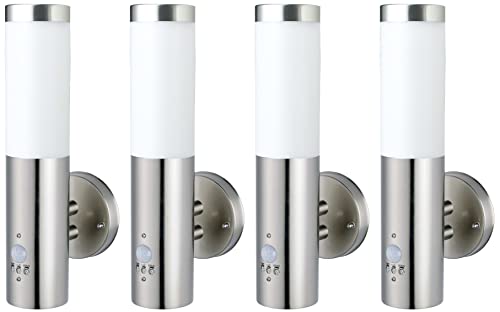 Novatool 4x Außenleuchten Edelstahl mit Bewegungsmelder I IP44 I E27 Sockel I 7,8x14,5x36 cm I Außenlampe für Terasse Aussenleuchten Haus Wandleuchte Aussenbeleuchtung Lampen Außenbereich Novatool 4x Außenleuchten Edelstahl mit Bewegungsmelder I IP44 I E27 Sockel I 7,8x14,5x36 cm I Außenlampe für Terasse Aussenleuchten Haus Wandleuchte Aussenbeleuchtung Lampen Außenbereich von Novatool
