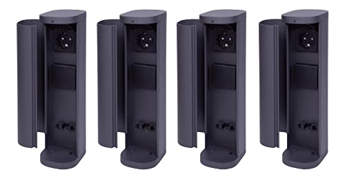 Novatool 4x Steckdosenturm 2-fach außen Anthrazit rund mit Blende IP44 Steckdose Aussen Gartensteckdose Outdoor Steckdosesäule Garten Steckdosenturm von Novatool