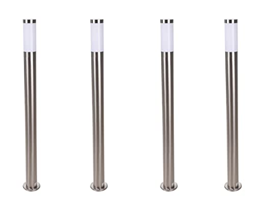 Novatool 4x Wegeleuchte I 110 cm I Edelstahl I IP44 I E27 Sockel I Wegebeleuchtung aussen Aussenleuchten Garten Standleuchte Terassenleuchte Gartenleuchte stehend Terrassenlampe von Novatool