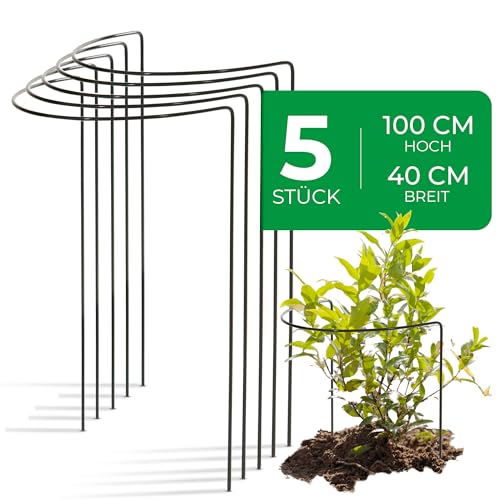 Novatool 5 Strauchstütze 100 cm hoch halbrund 40 cm grün Staudenhalter Blumenhalter Rankengewächs Pflanzenstütze Blumenstütze Staudenstütze Rankhilfe Strauchhalter Rosenstütze, Metall von Novatool