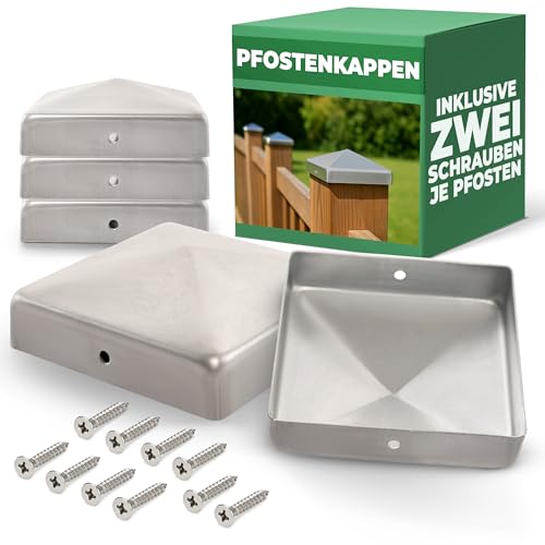 Novatool 5 Stück Pfostenkappen 71x71mm verzinkt mit Schrauben, Pfostenabdeckung Pfostenkappe 7,1cm Holzpfosten Zaunpfosten Abdeckung Abdeckkappen Abdeckkappe Zaunkappe Zaunkappen Pfostenschuhe von Novatool