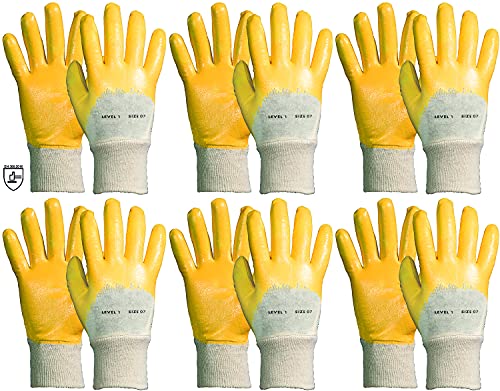 Novatool 6 Paar Schutzhandschuhe Herren I Grö0e 9 I Nitril | Ölabweisend I EN388:2016 3111X I Arbeitshandschuhe Gartenhandschuhe Damen Handschuhe ölbeständig von Novatool