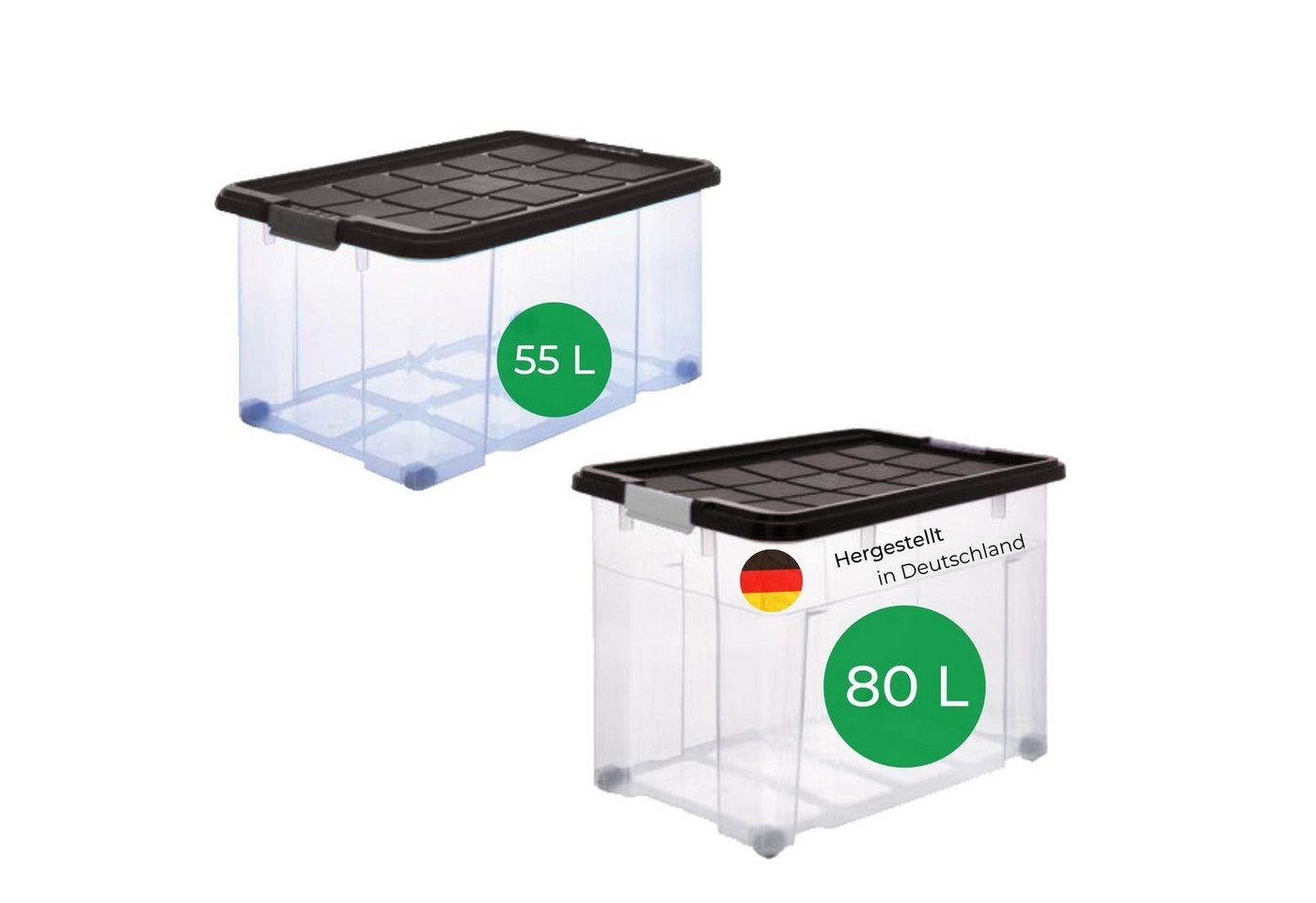 Novatool Aufbewahrungsbox - (1 St), Aufbewahrungsbox mit Deckel 1x 80 L + 1x 55 L von Novatool