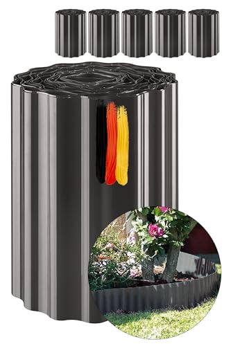 Novatool Beetumrandung 15 cm hoch I 5x9 Meter I Anthrazit I Beeteinfassung Gießrand Begrenzung Garten Rasenkante Kunststoff Beeteingrenzung Rasenbegrenzung Rasenumrandungen Beetumrandungen von Novatool