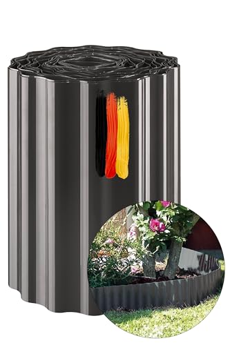 Novatool Beetumrandung 15 cm hoch I 9 Meter I Anthrazit I Beeteinfassung Gießrand Begrenzung Garten Rasenkante Kunststoff Beeteingrenzung Rasenbegrenzung Rasenumrandungen Beetumrandungen von Novatool