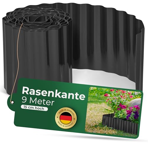 Novatool Beetumrandung 15 cm hoch I 9 Meter I Anthrazit I Beeteinfassung Gießrand Begrenzung Garten Rasenkante Kunststoff Beeteingrenzung Rasenbegrenzung Rasenumrandungen Beetumrandungen von Novatool
