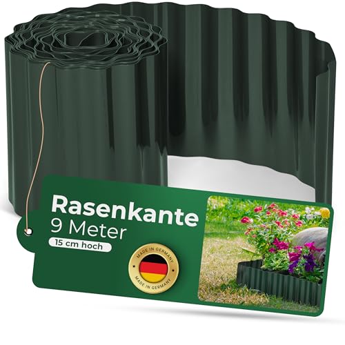 Novatool Beetumrandung 15 cm hoch I 9 Meter I Grün I Beeteinfassung Gießrand Begrenzung Garten Rasenkante Kunststoff Beeteingrenzung Rasenbegrenzung Rasenumrandungen Beetumrandungen von Novatool