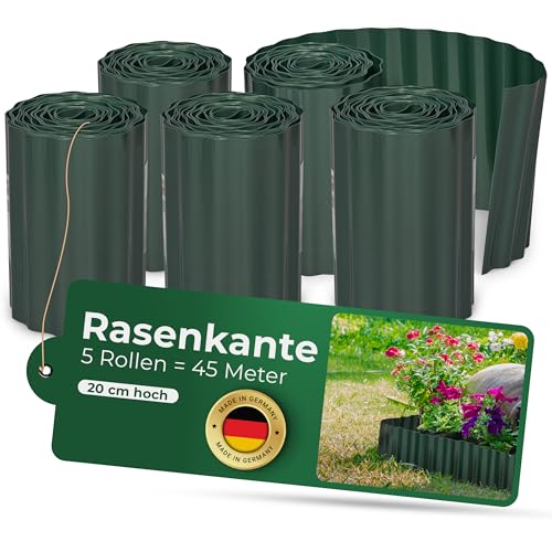 Novatool Beetumrandung 20 cm hoch I 5x9 Meter I Grün I Beeteinfassung Gießrand Begrenzung Garten Rasenkante Kunststoff Beeteingrenzung Rasenbegrenzung Rasenumrandungen Beetumrandungen von Novatool