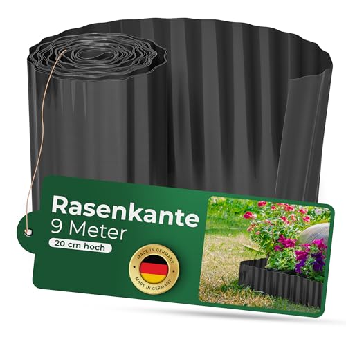 Novatool Beetumrandung 20 cm hoch I 9 Meter I Anthrazit I Beeteinfassung Gießrand Begrenzung Garten Rasenkante Kunststoff Beeteingrenzung Rasenbegrenzung Rasenumrandungen Beetumrandungen von Novatool