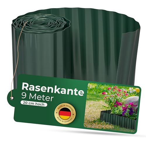 Novatool Beetumrandung 20 cm hoch I 9 Meter I Grün I Beeteinfassung Gießrand Begrenzung Garten Rasenkante Kunststoff Beeteingrenzung Rasenbegrenzung Rasenumrandungen Beetumrandungen von Novatool