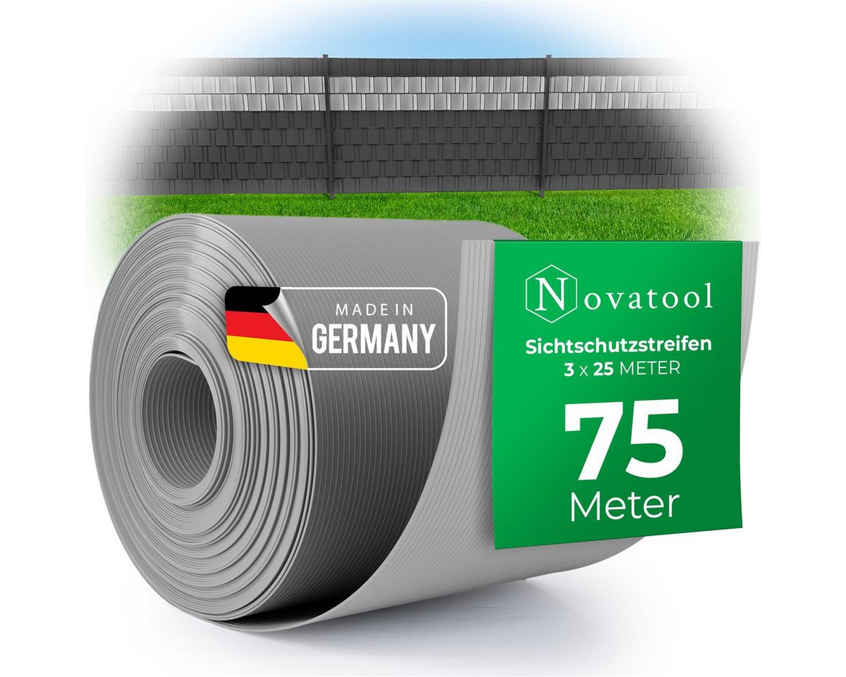 Novatool Doppelstabmattenzaun -, (3-St), Sichtschutzstreifen-Rollen von Novatool