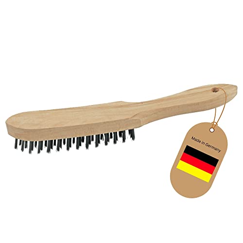 Novatool Drahtbürste I 2-reihig I 27 cm lang I mit Holzgriff I Bremssattelbürste Grill Drahtbürste Kratzbürste Metallbürste Handdrahtbürste Kehlnahtbürste Wire Brush von Novatool