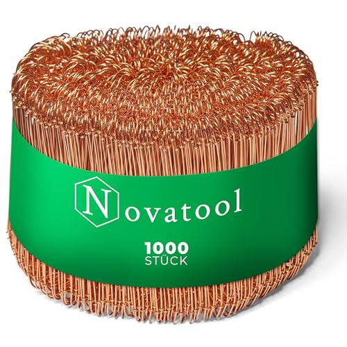 Novatool 1.000 Stück Rödeldraht mit Ösen 1 x 140mm Bindedraht verkupfert, robust & langlebiger Drilldraht, Drahtbinder, Ösendraht, Drahtschlaufen, Ideal als Floristendraht und Blumendraht von Novatool