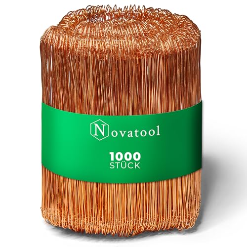 Novatool Drahtsackverschluss 1000 Stück | 1,0 x 180mm Verkupfert | Rödeldraht Verschlussdraht Bindedraht Sackverschlüss von Novatool