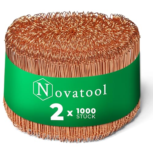 Novatool 2.000 Stück Rödeldraht mit Ösen 1 x 140mm Bindedraht verkupfert, robust & langlebiger Drilldraht, Drahtbinder, Ösendraht, Drahtschlaufen, Ideal als Floristendraht und Blumendraht von Novatool