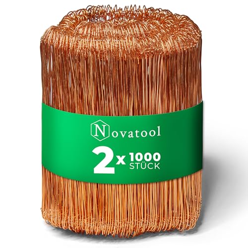 Novatool 2.000 Stück Rödeldraht mit Ösen 1,0 x 200mm Bindedraht verkupfert, robust & langlebiger Drilldraht, Drahtbinder, Ösendraht, Drahtschlinge, Blumendraht, rebdraht floristik, Rödler von Novatool
