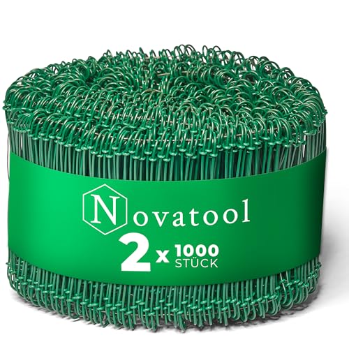 Novatool 2.000 Stück Rödeldraht mit Ösen 1,4 x 140mm Bindedraht Grün ummantelt, rostfreier & langlebiger Drilldraht, Drahtbinder, Ösendraht, Drahtschlaufen, Ideal als Floristendraht und Blumendraht von Novatool