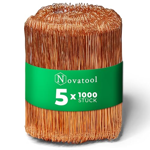 Novatool Drahtsackverschluss 5000 Stück | 1,0 x 180mm Verkupfert | Rödeldraht Verschlussdraht Bindedraht Sackverschlüss von Novatool