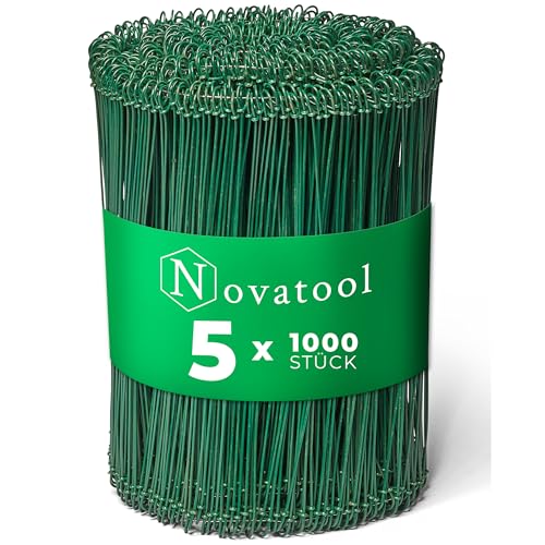 Novatool 5.000 Stück Rödeldraht mit Ösen 1,4 x 200mm Bindedraht Grün ummantelt, rostfreier & langlebiger Drilldraht, Drahtbinder, Ösendraht, Drahtschlinge, Blumendraht, rebdraht floristik, Rödler von Novatool