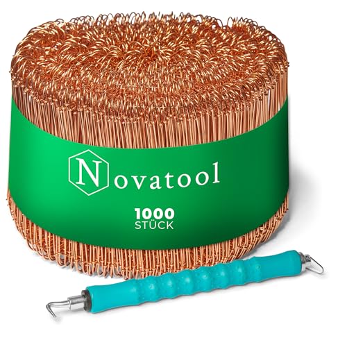 Novatool Drillapparat und Drahtsackverschlüsse | geglüht 1,0 x 180mm 1000 Stück | mit Kunststoff Rödeldraht Bindedraht Sackverschlüsse Verschlussdraht von Novatool