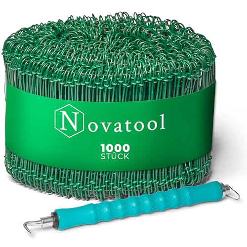 Novatool Drillapparat Driller + 1000 Stück Rödeldraht mit Ösen 1,4 x 180mm Bindedraht Grün ummantelt, Drilldraht, Drahtbinder, Ösendraht, Rödelzange bewehrungsverbinder Alternative Eisenbindegeräte von Novatool