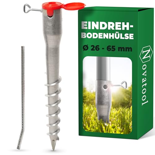Novatool Eindrehbodenhülsen-Set für Rohre mit Ø 26-65 mm, Bodenhülse Sonnenschirm Pfostenträger Einschraubhülse Boden Schraubhülse, Alternativ zu Bodeneinschlaghülse Einschlagbodenhülse Novatool Eindrehbodenhülsen-Set für Rohre mit Ø 26-65 mm, Bodenhülse Sonnenschirm Pfostenträger Einschraubhülse Boden Schraubhülse, Alternativ zu Bodeneinschlaghülse Einschlagbodenhülse von Novatool