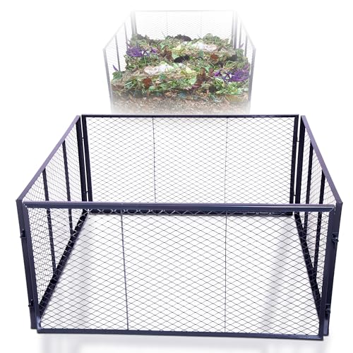 Novatool Garten-Komposter Metall 100x100x100 cm, mit erweiterbarem Stecksytem, pulverbeschichteter Metallkomposter mit 1000 Liter Volumen, Kompost Draht Kompostgitter Kompostkiste Bio Rasenkomposter von Novatool