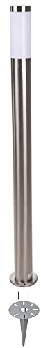 Novatool Gartenlampe I 110 cm I mit Erdspieß I Edelstahl I IP44 I E27 Sockel I Gartenleuchte Stehlampe Säulenlampe außen Außenlampe Aussenleuchten Sockelleuchte Pollerleuchte Wegeleuchte von Novatool