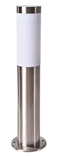 Novatool Gartenlampe I 45 cm I mit 2 Steckdosen I Edelstahl I IP44 I E27 Sockel I Gartenleuchte Stehlampe Säulenlampe außen Außenlampe Aussenleuchten Sockelleuchte Pollerleuchte Wegeleuchte von Novatool