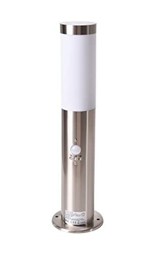 Novatool Gartenlampe I 45 cm I mit Bewegungsmelder I Edelstahl I IP44 I E27 Sockel I Gartenleuchte Stehlampe Säulenlampe außen Außenlampe Aussenleuchten Sockelleuchte Pollerleuchte Wegeleuchte von Novatool