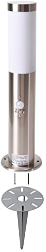 Novatool Gartenlampe I 45 cm I mit Bewegungsmelder I mit Erdspieß I Edelstahl I IP44 I E27 Sockel I Gartenleuchte Stehlampe Säulenlampe außen Außenlampe Aussenleuchten Sockelleuchte Pollerleuchte von Novatool