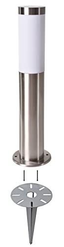 Novatool Gartenlampe I 45 cm I mit Erdspieß I Edelstahl I IP44 I E27 Sockel I Gartenleuchte Stehlampe Säulenlampe außen Außenlampe Aussenleuchten Sockelleuchte Pollerleuchte von Novatool