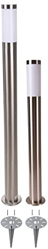 Novatool Gartenlampen I 80 cm + 110 cm I mit Erdspieß I Edelstahl I IP44 I E27 Sockel I Gartenleuchten Stehlampen Säulenlampen außen Außenlampen Aussenleuchten Sockelleuchten Pollerleuchten von Novatool
