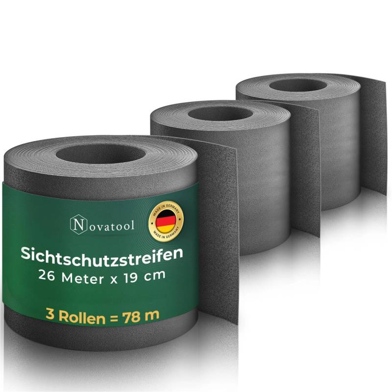 Novatool  PP 104m Rolle Sichtschutzstreifen für Doppelstabmattenzaun Anthrazit für 40 Reihen 1,1 mm   Glatt von Novatool