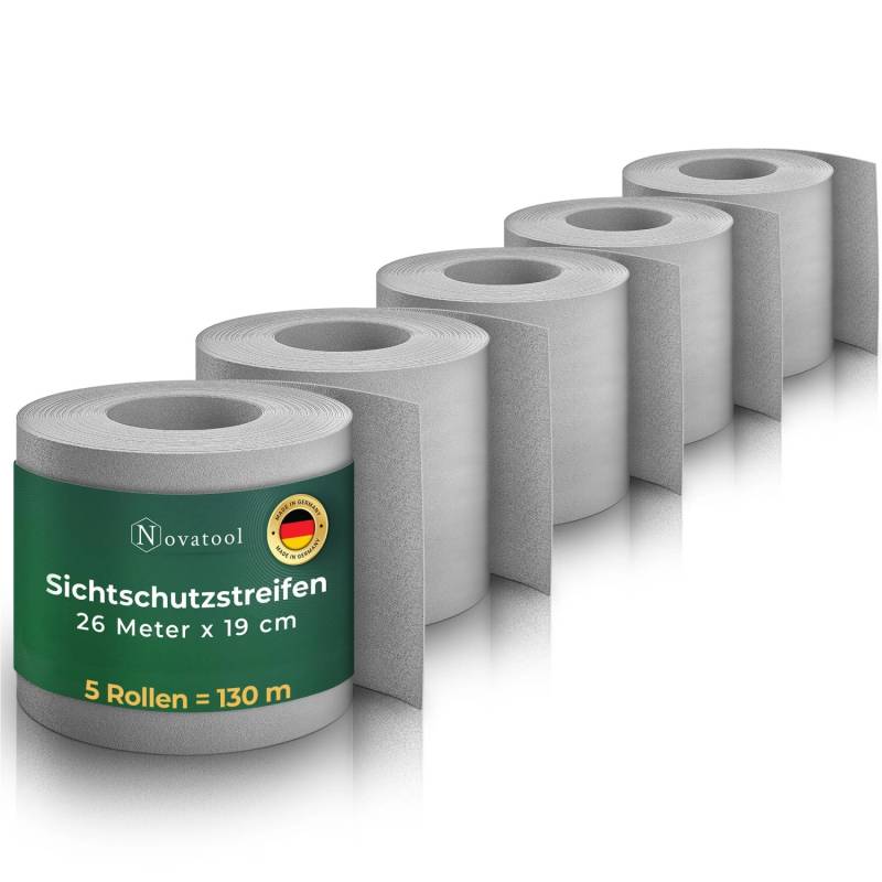 Novatool  PP 130m RollenSichtschutzstreifen für Doppelstabmattenzaun Fenster Grau für 50 Reihen   Glatt von Novatool