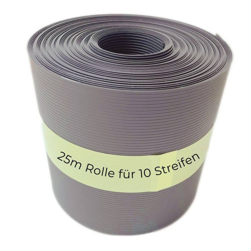 Novatool PP 25m Rolle Sichtschutzstreifen für Doppelstabmattenzaun Fenster Grau mit Rillen für 10 Reihen von Novatool