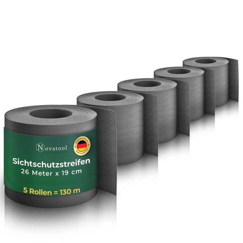 Novatool  PP 260m Zaunsichtschutzrollen Anthrazit für Doppelstabmattenzaun für 100 Reihen   Glatt von Novatool