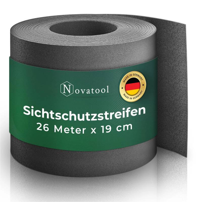 Novatool  PP 26m Rolle Sichtschutzstreifen für Doppelstabmattenzaun Anthrazit für 10 Reihen 1,1 mm   Glatt von Novatool