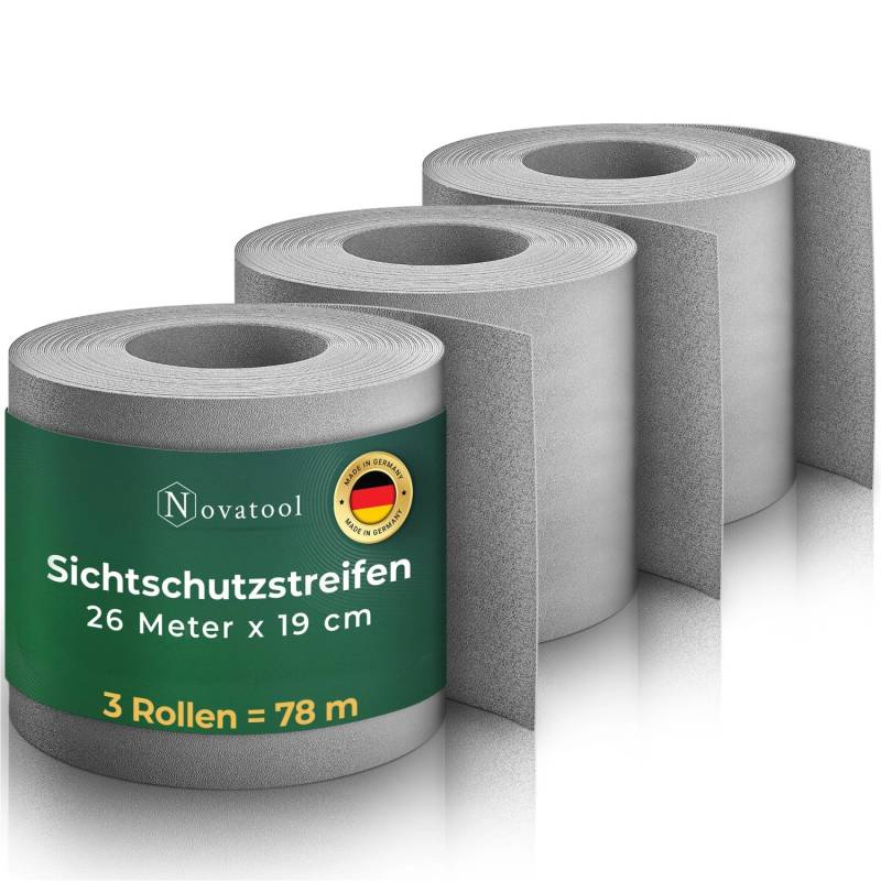 Novatool  PP 78m Zaunsichtschutzrollen Fenster Grau für Doppelstabmattenzaun für 30 Reihen   Glatt von Novatool